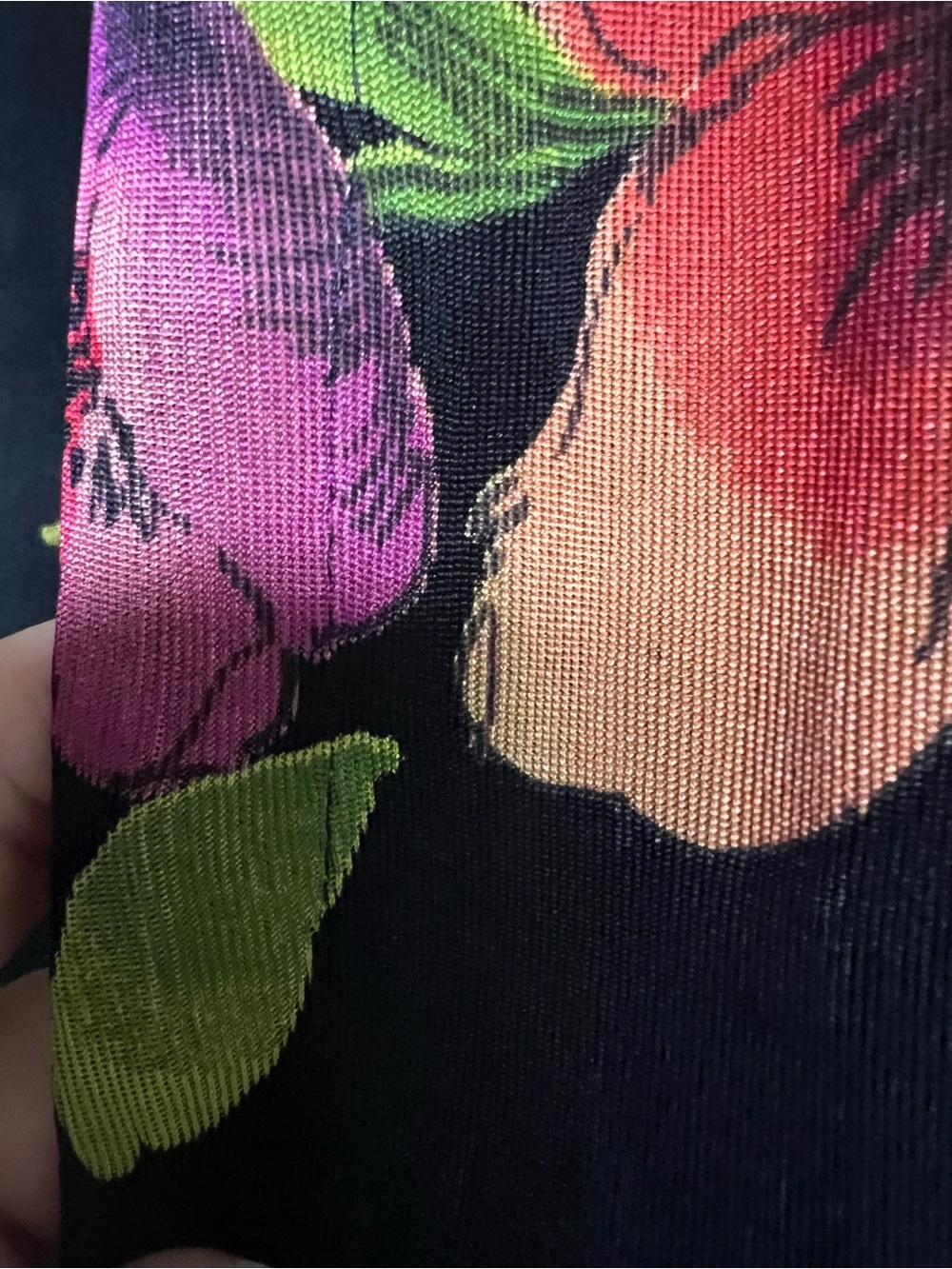 Ronni Nicole Black Floral Open Cardigan with Pink and Orange Blooms - Picture 5 of 10